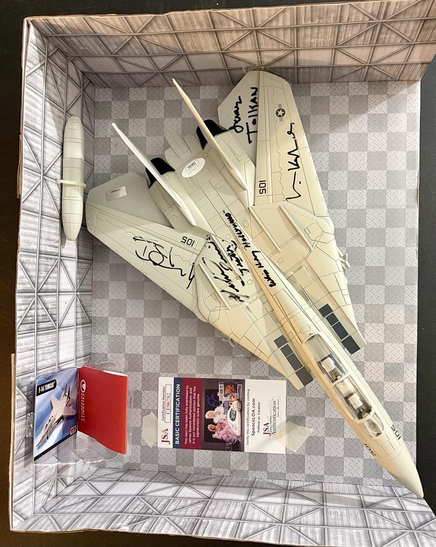 Val Kilmer, Tom Skerritt, James Tolkan, Whip Hubley and Michael Ironside Signed F-14 Tomcat Aircraft Replica - Celebrity Authentics